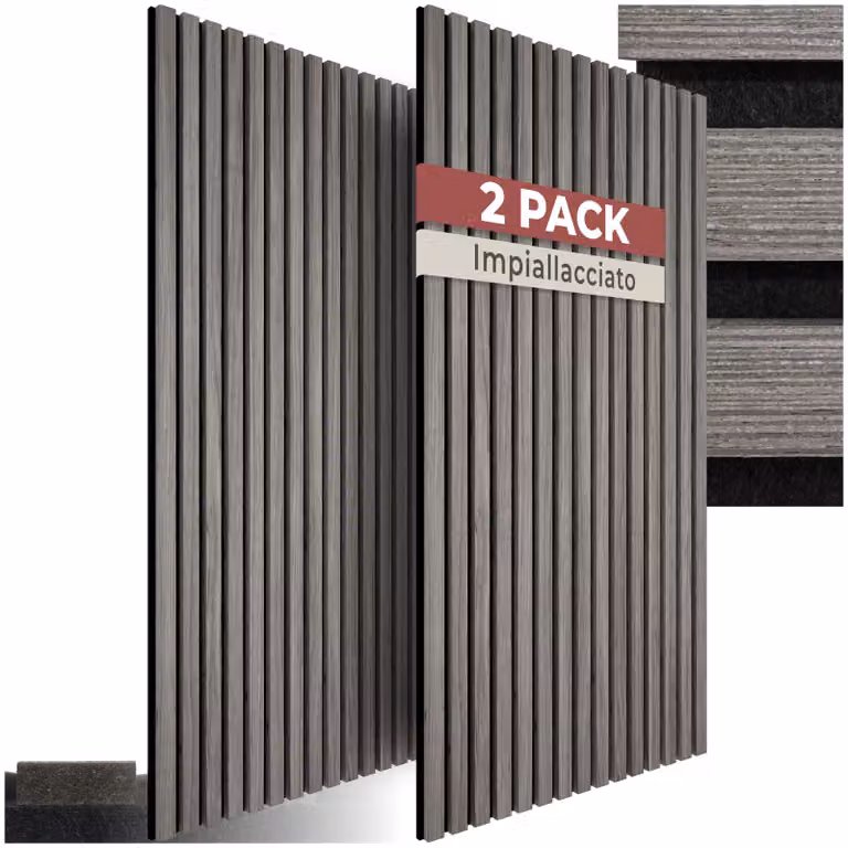 Pannelli acustici Sonic Wall II tectake effetto legno rovere grigio chiaro in MDF