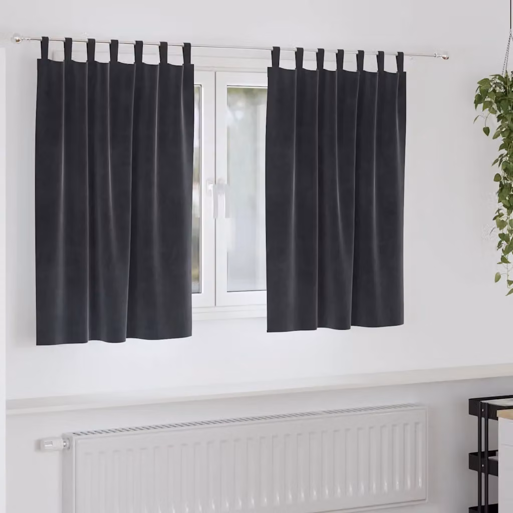 Set di 2 tende oscuranti vidaXL in velluto antracite, L 140 cm x H 140 cm