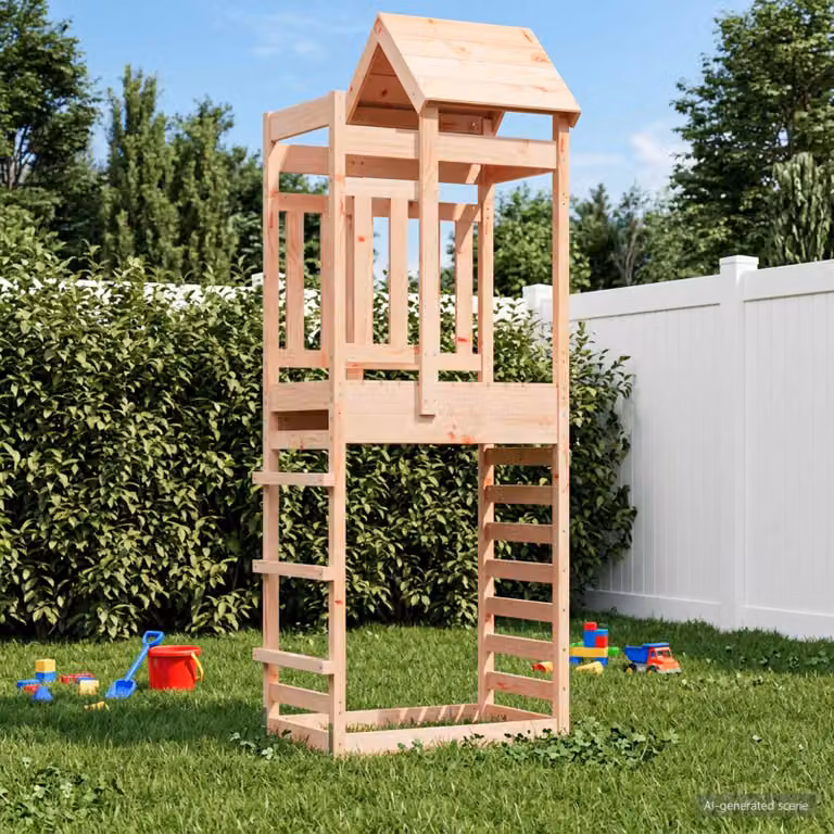 vidaXL Torre da Gioco in Legno Douglas Solido Marrone L: 52,5 cm, P: 85 cm, H: 238 cm