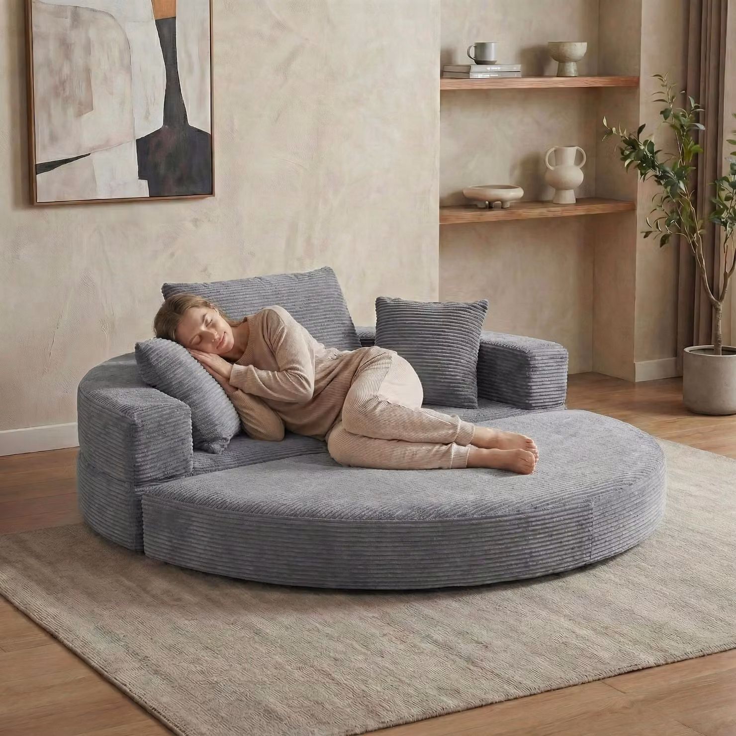 LVHOM Divano letto modulare, divano letto pieghevole a 2 posti in velluto a coste, divano letto per ospiti e spazi ridotti, divano letto senza montaggio, grigio