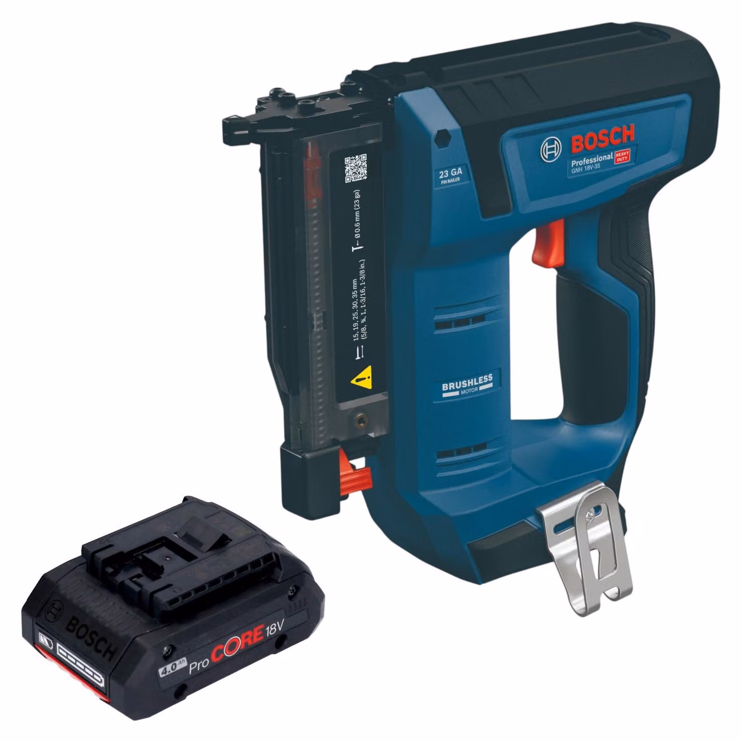 Chiodatrice a batteria Bosch GNH 18V-35 18 V 0,6 x 15 - 35 mm Brushless + 1 batteria ProCORE da 4,0 Ah - senza caricabatterie