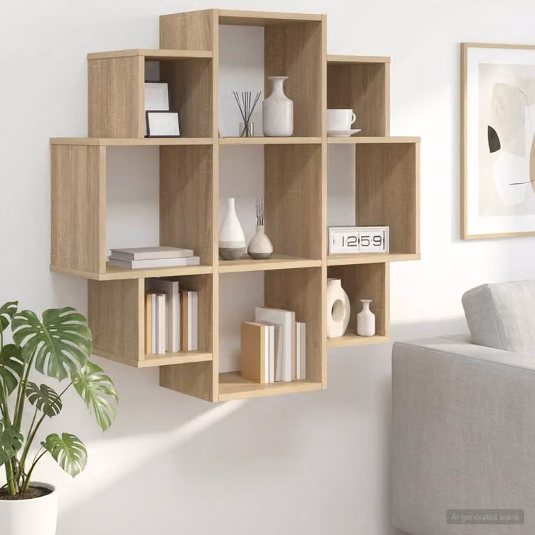 Scaffale da parete vidaXL in legno color marrone, stile minimalista, L 90 x P 25 x H 90 cm