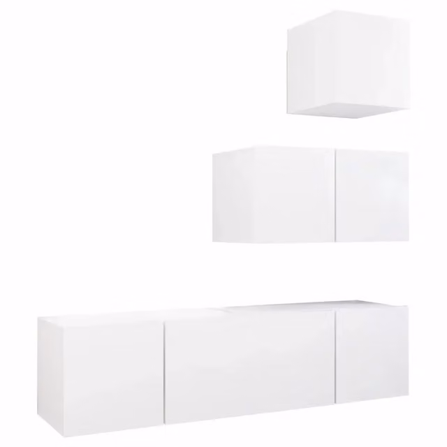 Set Mobili Porta TV 4 pz | Armadietto TV | Mobile Porta TV Bianco in Legno Multistrato