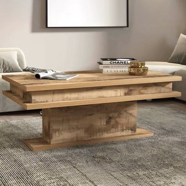 Tavolino da salotto Iside DMORA in legno color beige e marrone, L: 100 cm, P: 55 cm, H: 42 cm