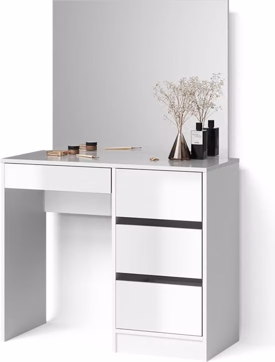 Tavolo da toeletta Livinity Imola Bianco 90 cm con specchio, Model 52398