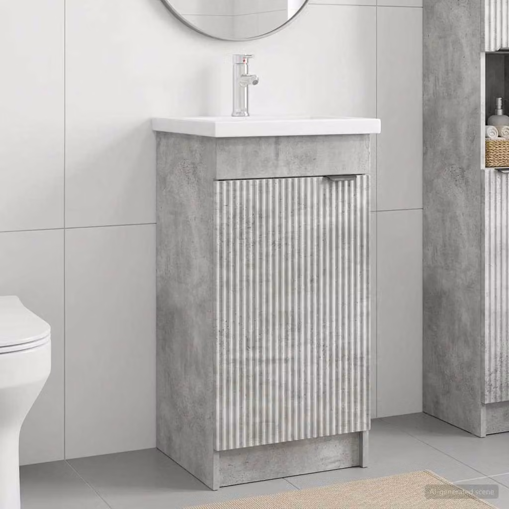 Mobile da bagno con lavabo vidaXL moderno in MDF e metallo, Grigio e Nero, L: 42 cm, P: 40 cm, H: 84,5 cm
