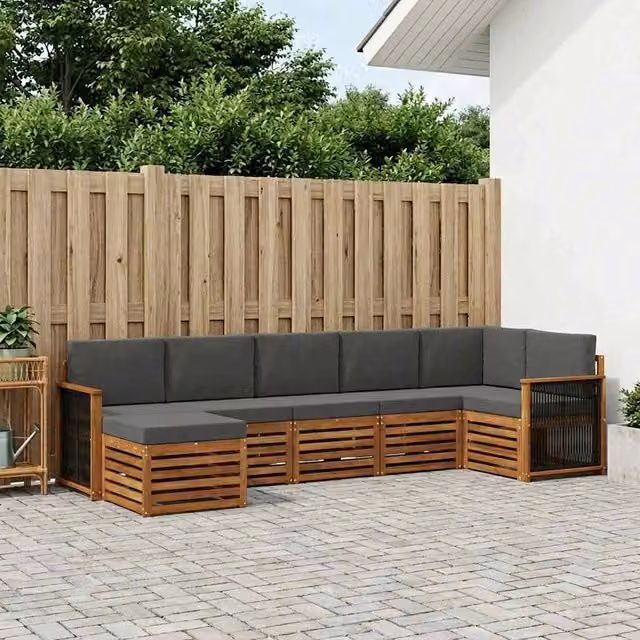 Set di divani da esterno 6 pz Naturale e Antracite 3384623