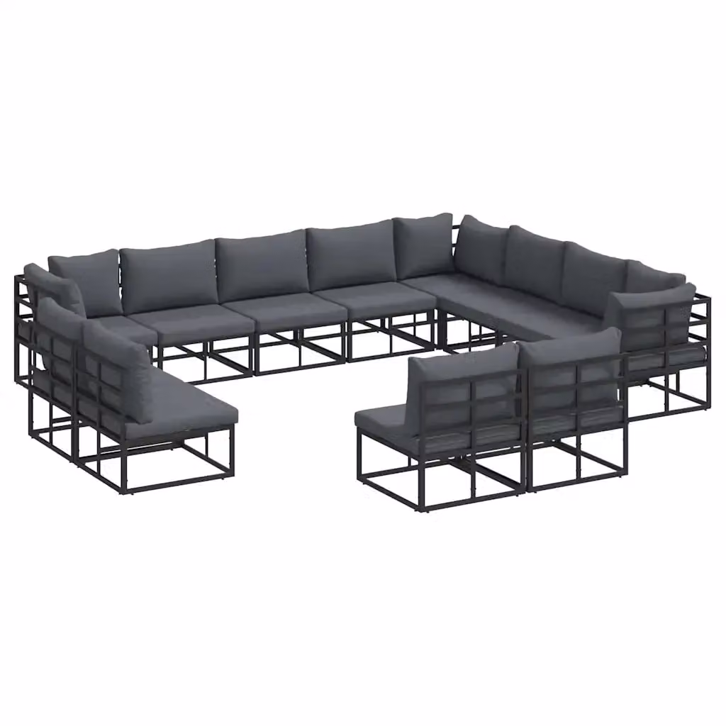 Set Divano da Giardino a L vidaXL in Alluminio Antracite con Cuscini e Rivestimenti Rimovibili – 2