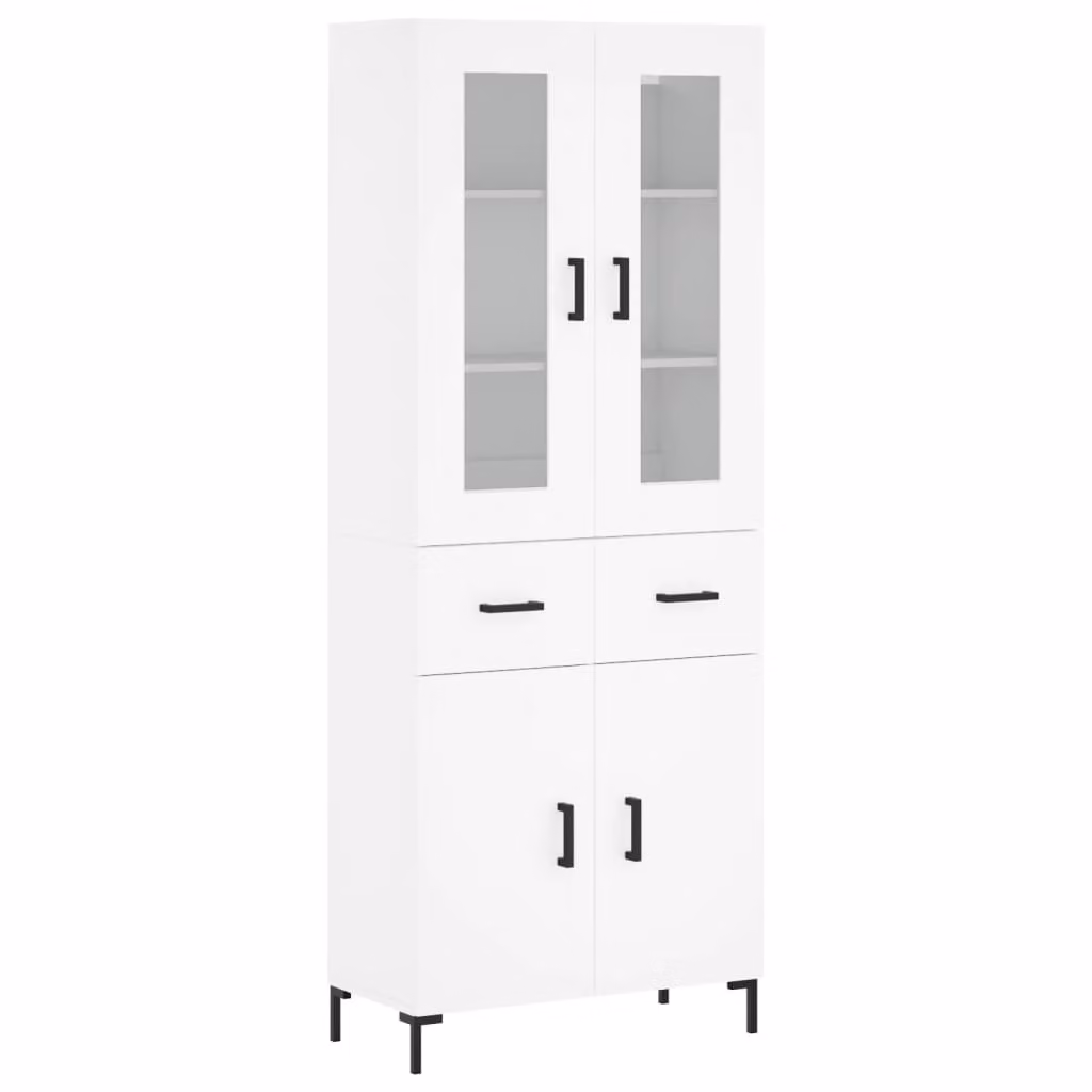 Credenza Bianca 69,5x34x180 cm in Legno Multistrato