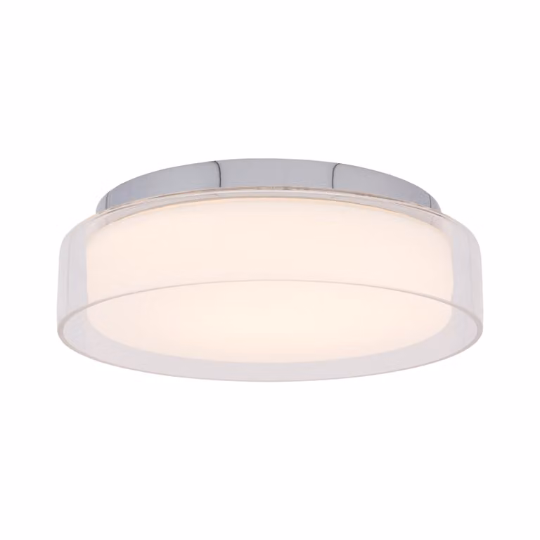 Plafone LED rotondo PAN cromato trasparente 12W, bianco neutro 530 lm, vetro, dimensioni: 8,5 x 30 x 30 cm, IP44, Nowodvorski Lighting