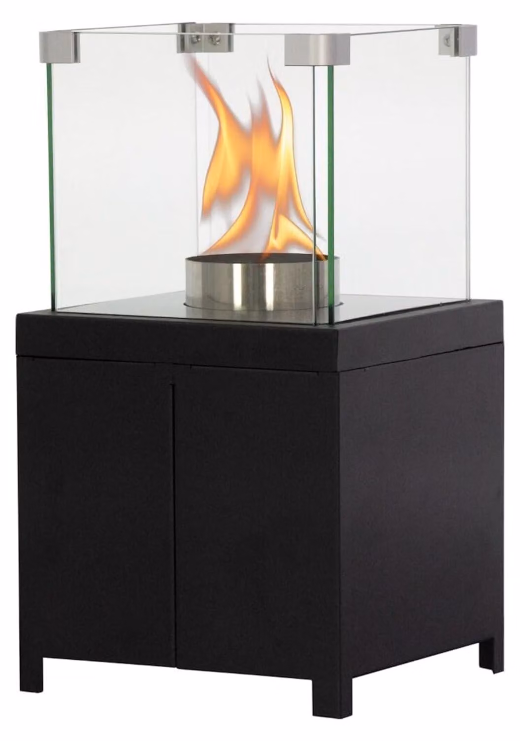 Stufa a pellet quadrata, colore nero, potenza 1,5 kW