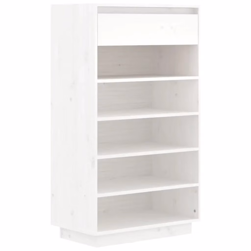 Scarpiera bianca vidaXL in legno di pino con ripiani piatti, L/P/H: 60 x 34 x 105 cm – 2