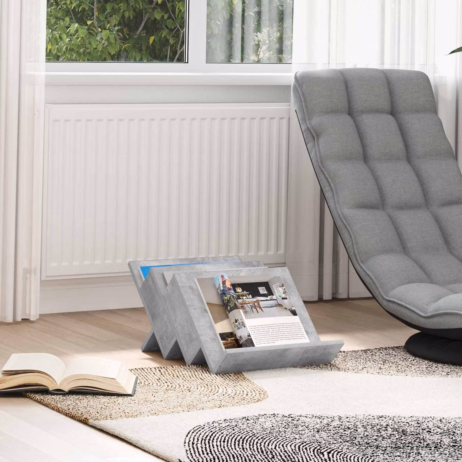 Scaffale per riviste vidaXL moderno in MDF Grigio opaco L: 53 cm, P: 40 cm, H: 28,5 cm