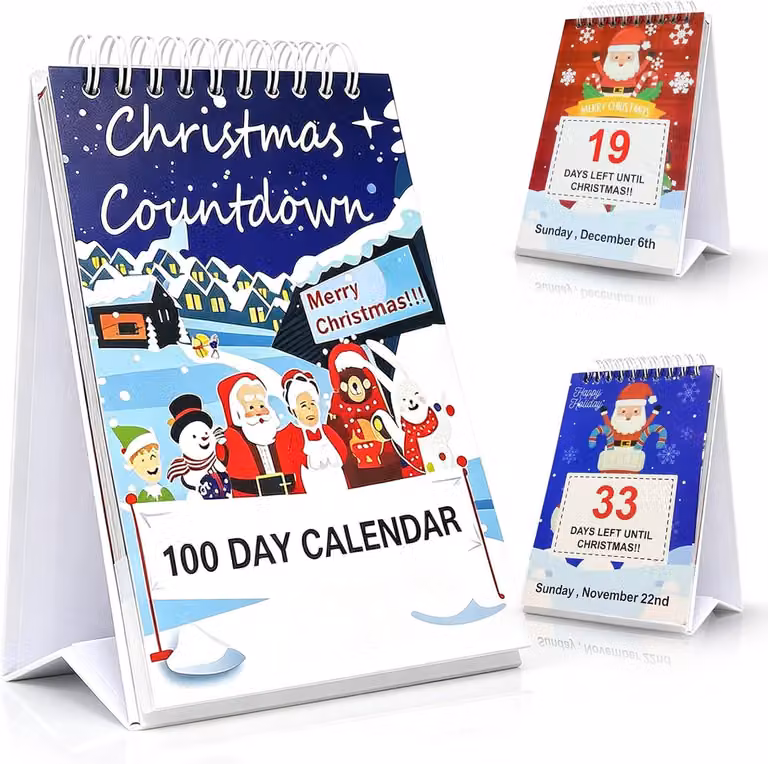 Calendario dell'Avvento natalizio 2026 per 100 giorni - Calendario dell'Avvento per contare i giorni fino a Natale 2026 - Regalo a tema natalizio