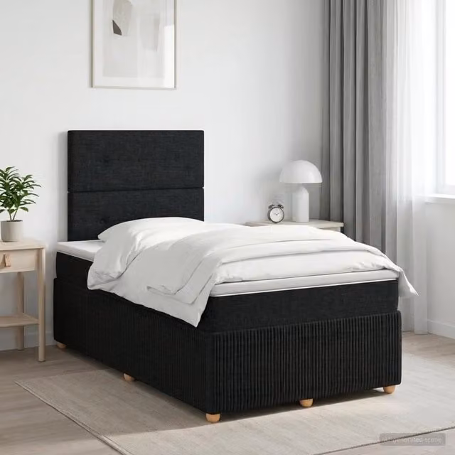Letto box spring con materasso Nero 120 x 200 cm Tessuto 3454370