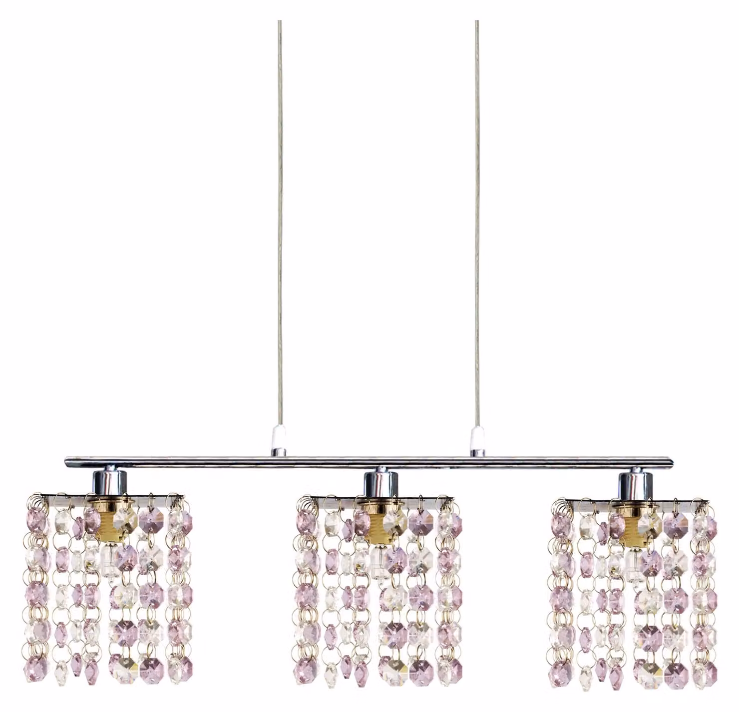 Lampada a sospensione sopra il tavolo da pranzo CLASSIC - 3xG9, 40W, cromata / viola