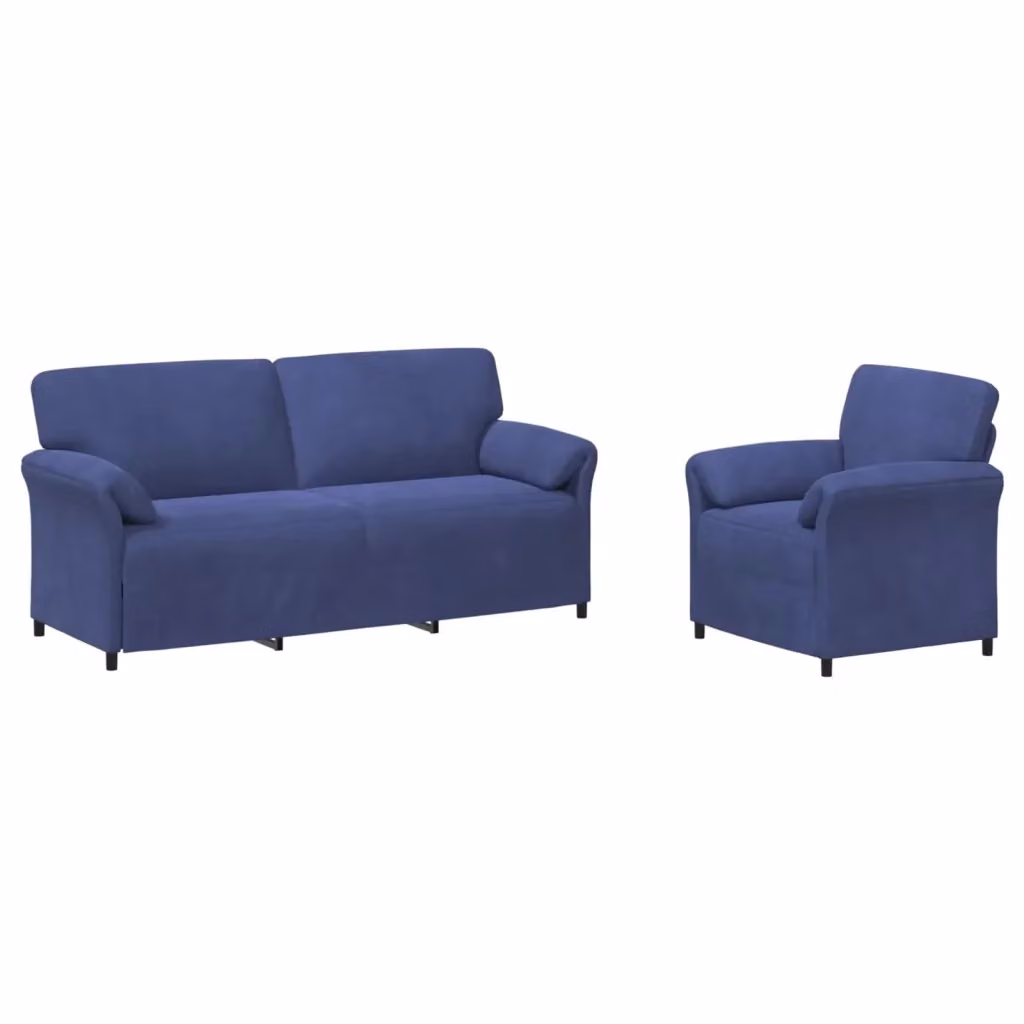 Set di 2 divani moderni vidaXL in velluto blu con cuscini inclusi – 2