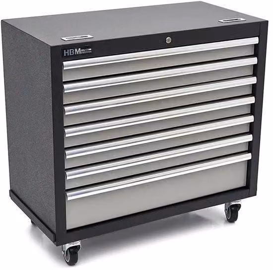 Cassettiera professionale per officina, realizzata in acciaio, con 7 cassetti