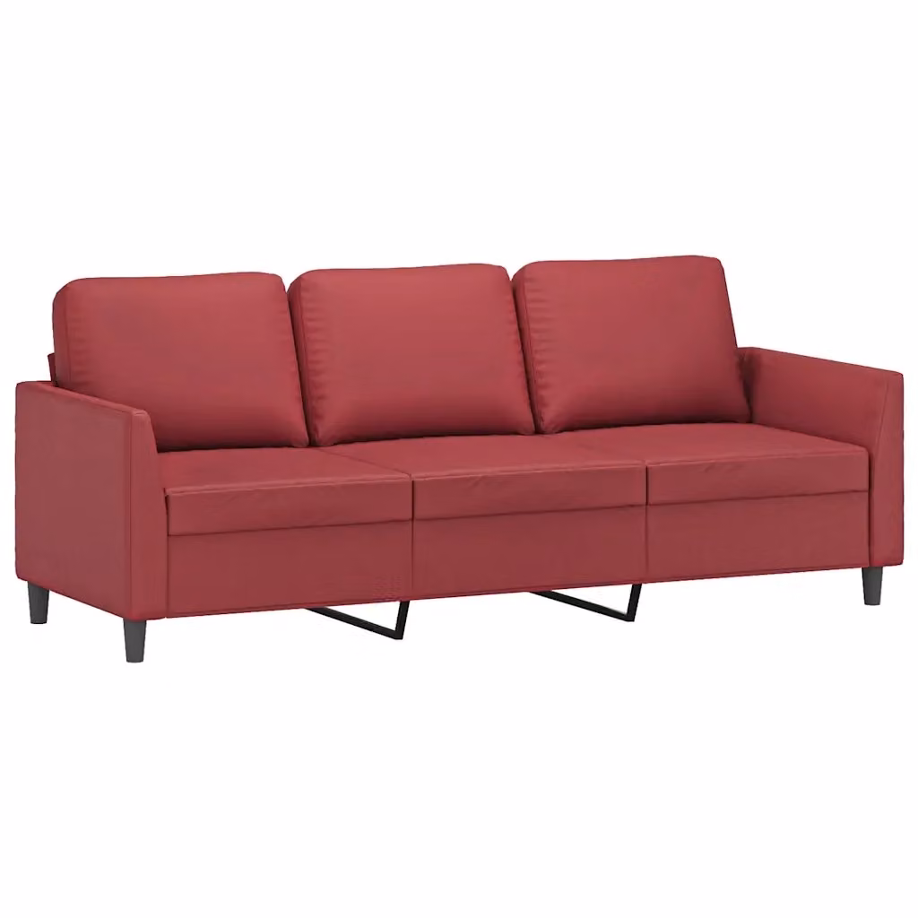 Divano a 3 posti moderno vidaXL in similpelle rosso con struttura in metallo L: 200 cm, P: 80 cm, H: 77 cm – 2