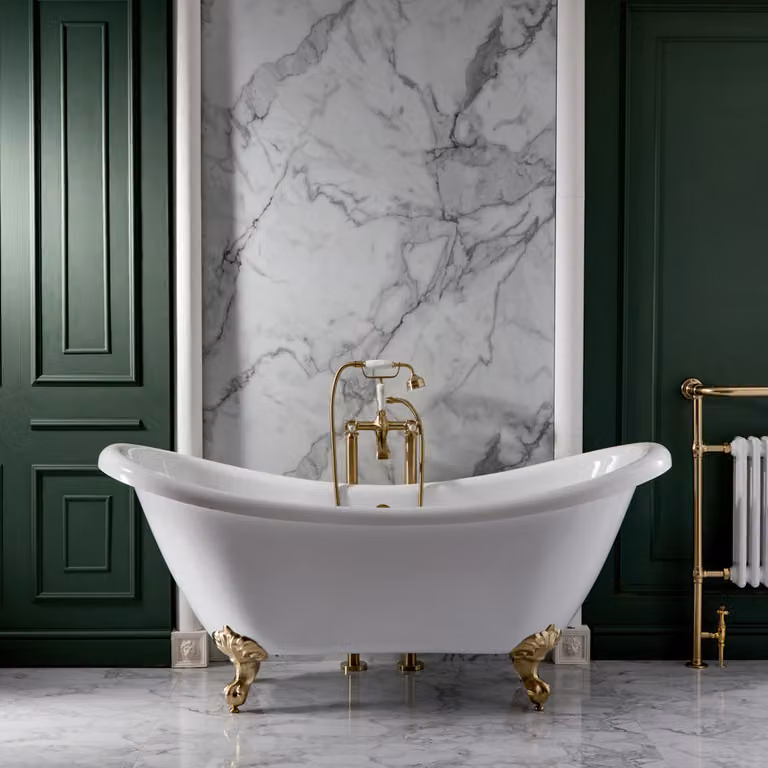 Vasca Freestanding Classica in Acrilico 1750x730mm con Piedini Oro Satinato - Legend