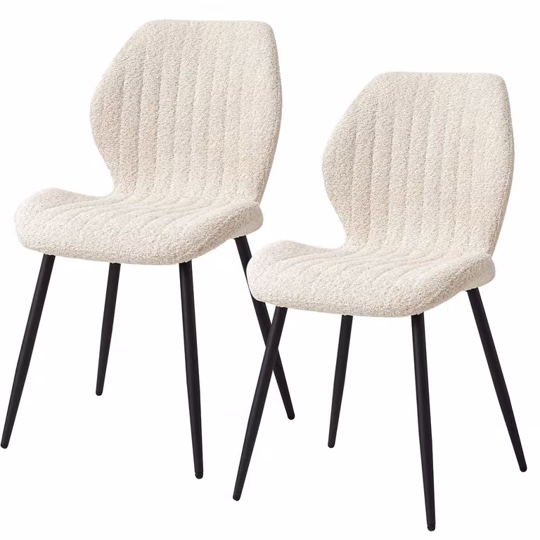 Sedie da pranzo moderne - Sedia per sala da pranzo - Struttura in metallo - Design moderno minimalista - Da auto-assemblare - Set da 2 - Beige