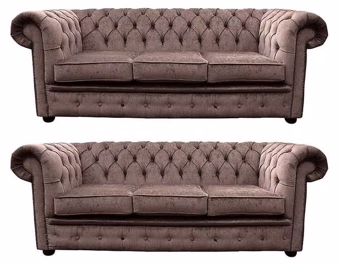 Chesterfield Couch Polster Sofas Klassischer Sofagarnitur Leder Set Original