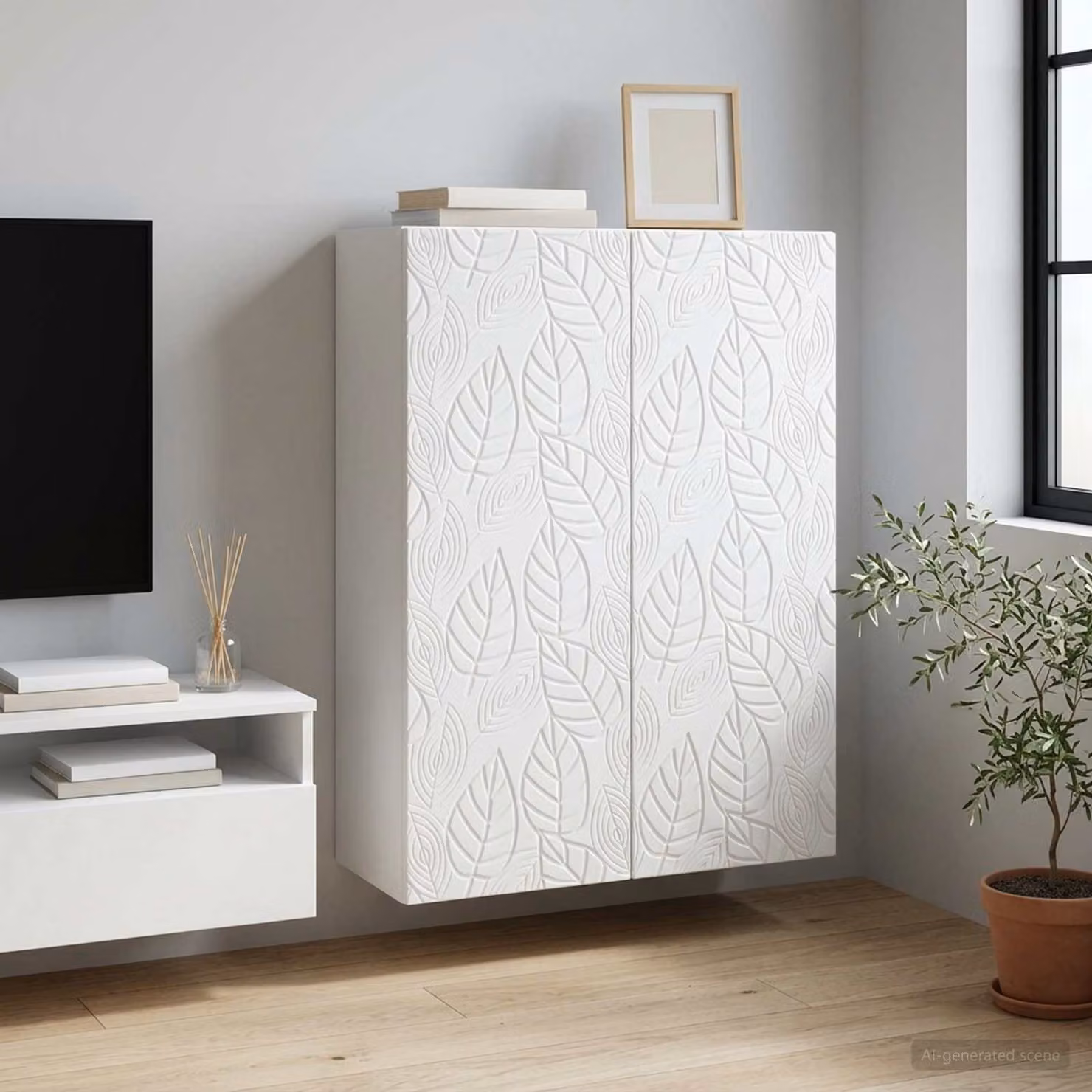 Mobiletto a muro vidaXL Bianco in MDF con ante a battente e ripiani interni L: 66 cm, P: 34,5 cm, H: 90 cm