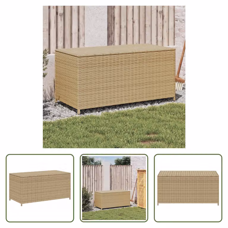The Living Store Cassapanca da giardino Beige 190L Poly Rattan
