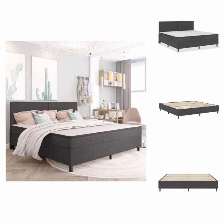 vidaXL Struttura letto Boxspring in tessuto grigio 200x200 cm - Letti e strutture letto