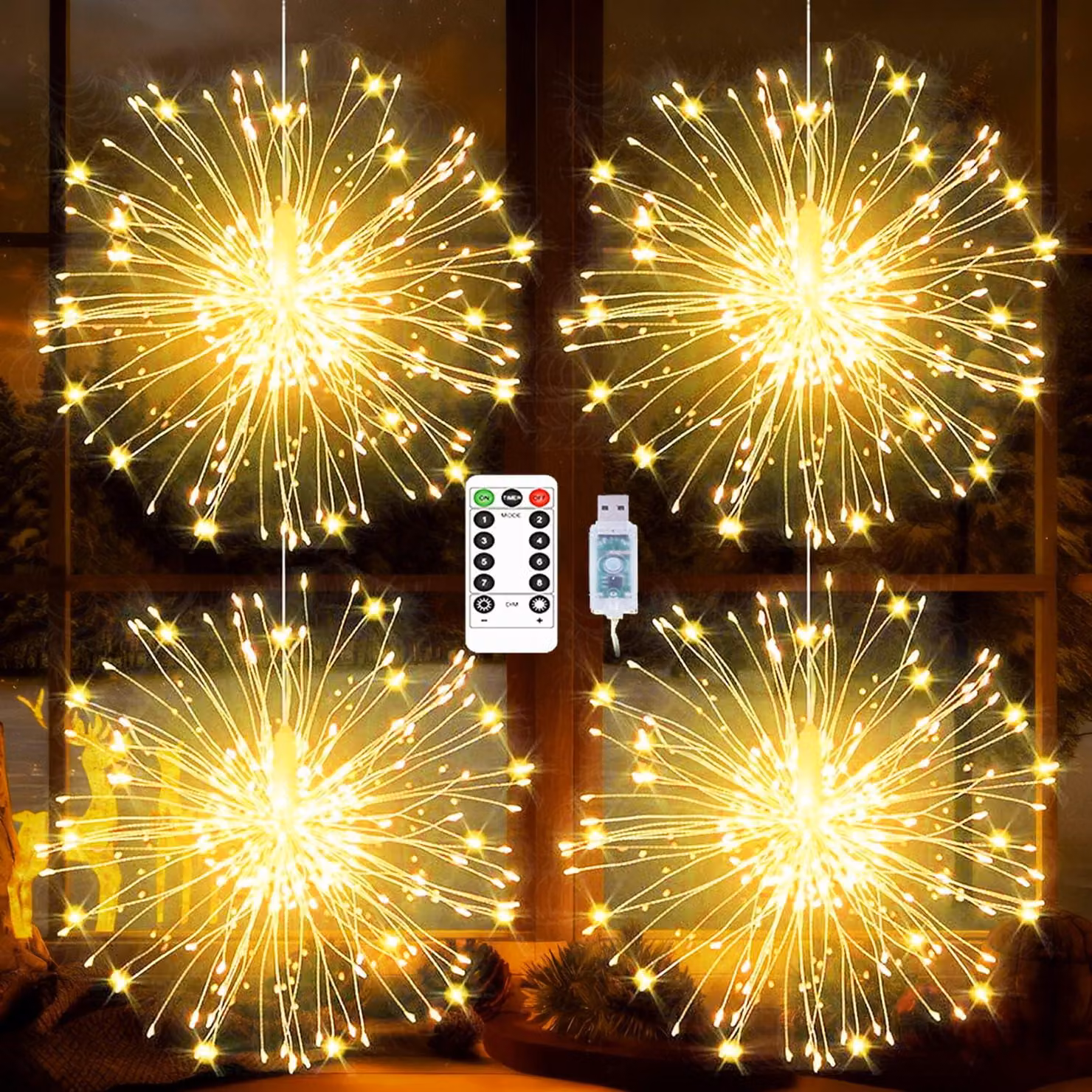 yowin Sfera luminosa natalizia, 4 pezzi, 120 LED, illuminazione natalizia per esterni