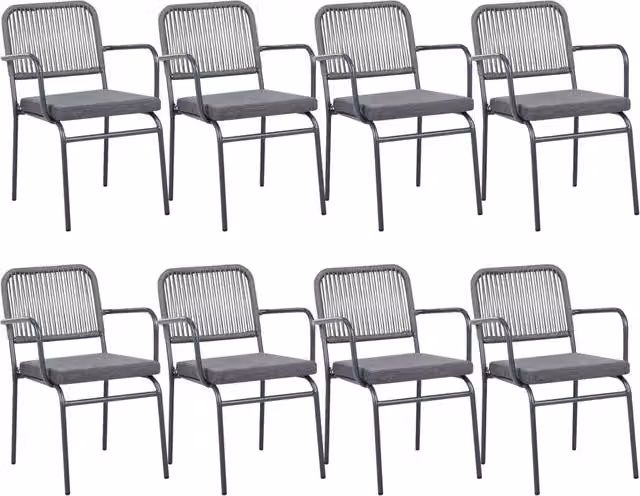 Set di 8 sedie da giardino BELIANI in alluminio impilabili con cuscini grigi per esterni