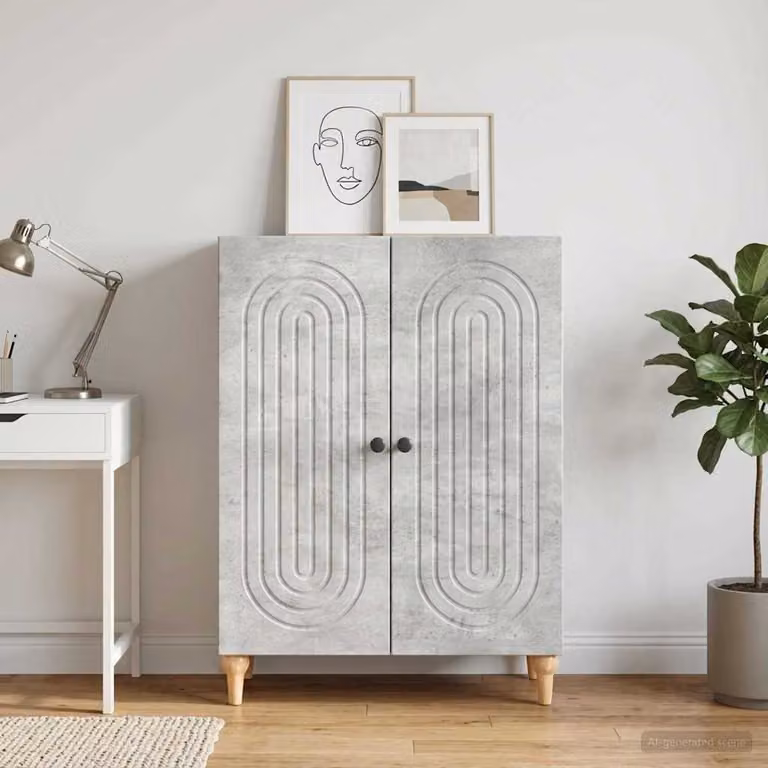 Credenza moderna vidaXL in legno MDF grigio opaco L: 66 cm, P: 34,5 cm, H: 90 cm