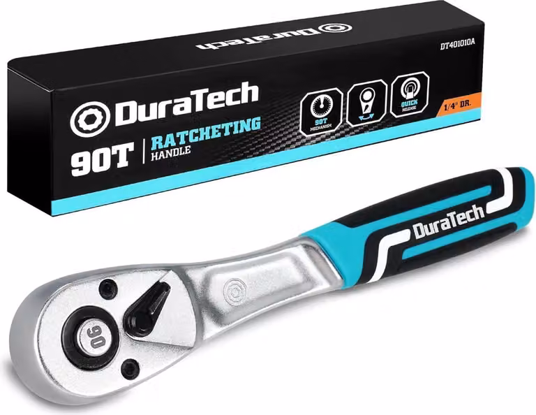 Cricchetto reversibile da 1/4" con 90 denti, acciaio al cromo vanadio