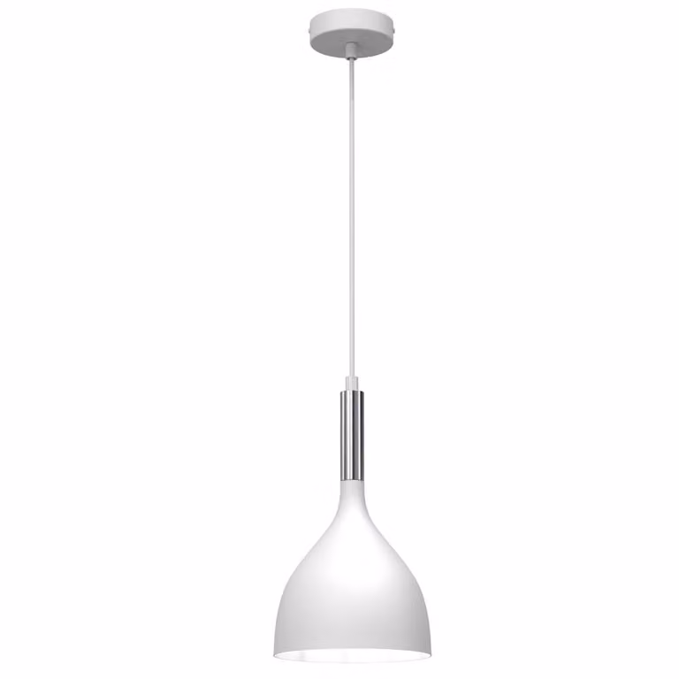 Noak lampada a sospensione cromata bianca 1xE27 15W Luminex