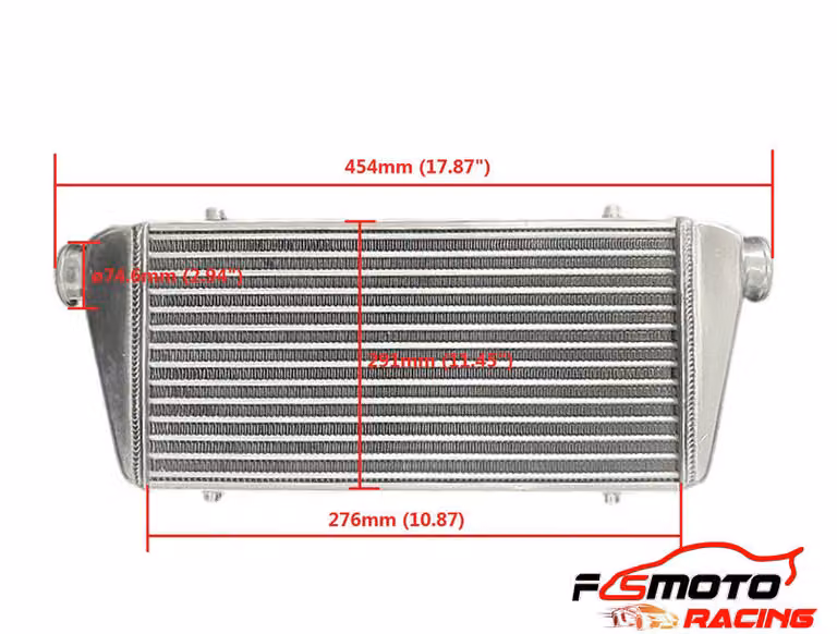 Intercooler in alluminio, design compatto 280x300x70 mm, ingresso/uscita da 3 pollici, struttura robusta