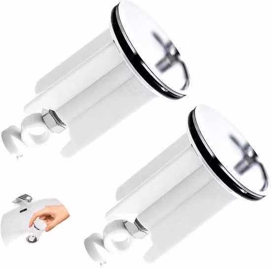 Set di 2 tappi universali per scarichi da 40 mm, con altezza regolabile, in cromo, con guarnizione in gomma, adatti a diversi tipi di scarico, tappi resistenti e duraturi, facili da installare