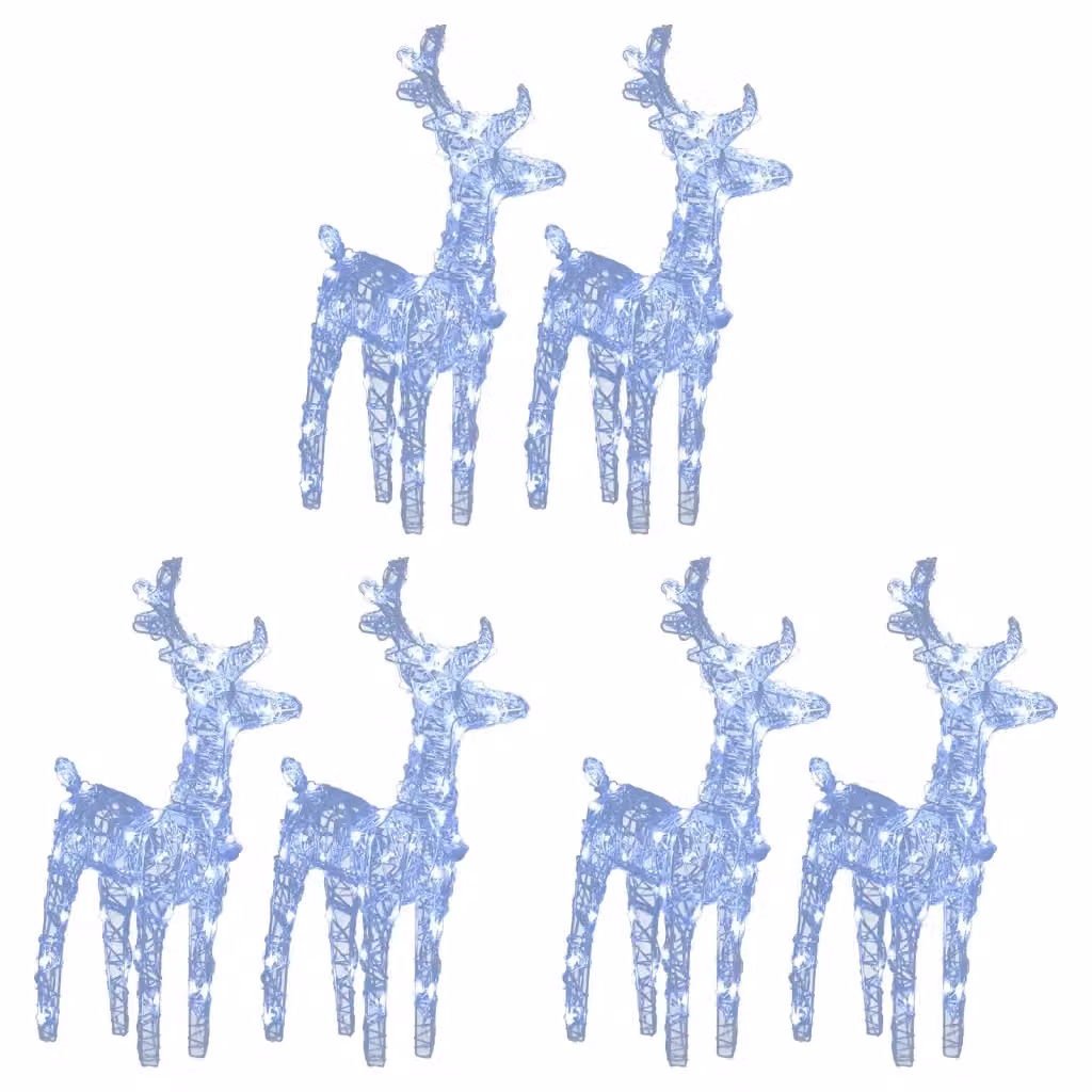 Set di 6 Renne di Natale vidaXL con 240 LED Bianco Freddo in Plastica per Decorazione da Giardino – 2