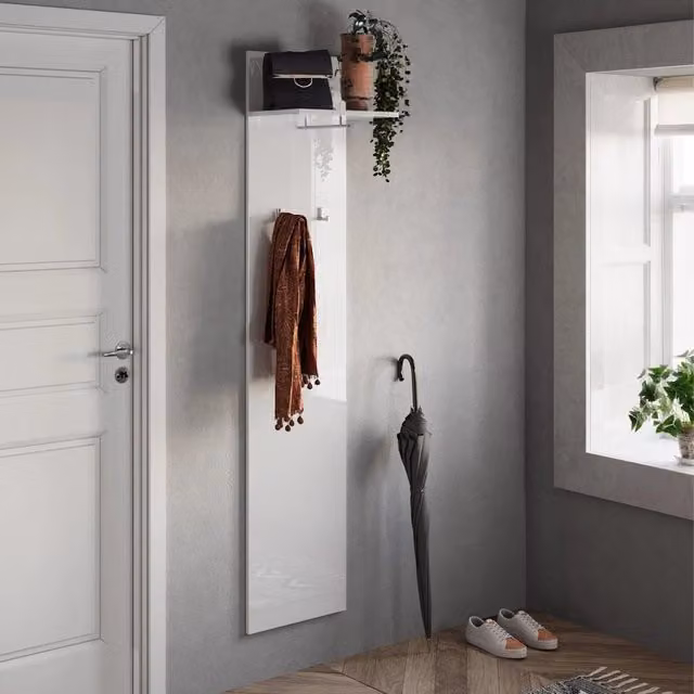 Appendiabiti DMORA in legno MDF Bianco Lucido con ganci a punto distribuiti per ingresso e corridoio