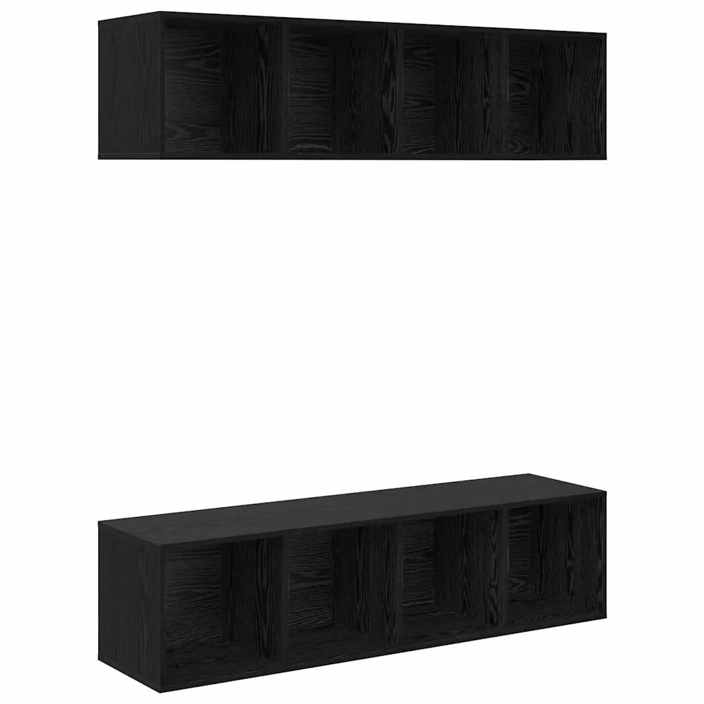 Set di 2 mobili TV moderni vidaXL in legno ingegnerizzato e rovere, colore nero, L/P/H: 37 x 37 x 142,5 cm – 2