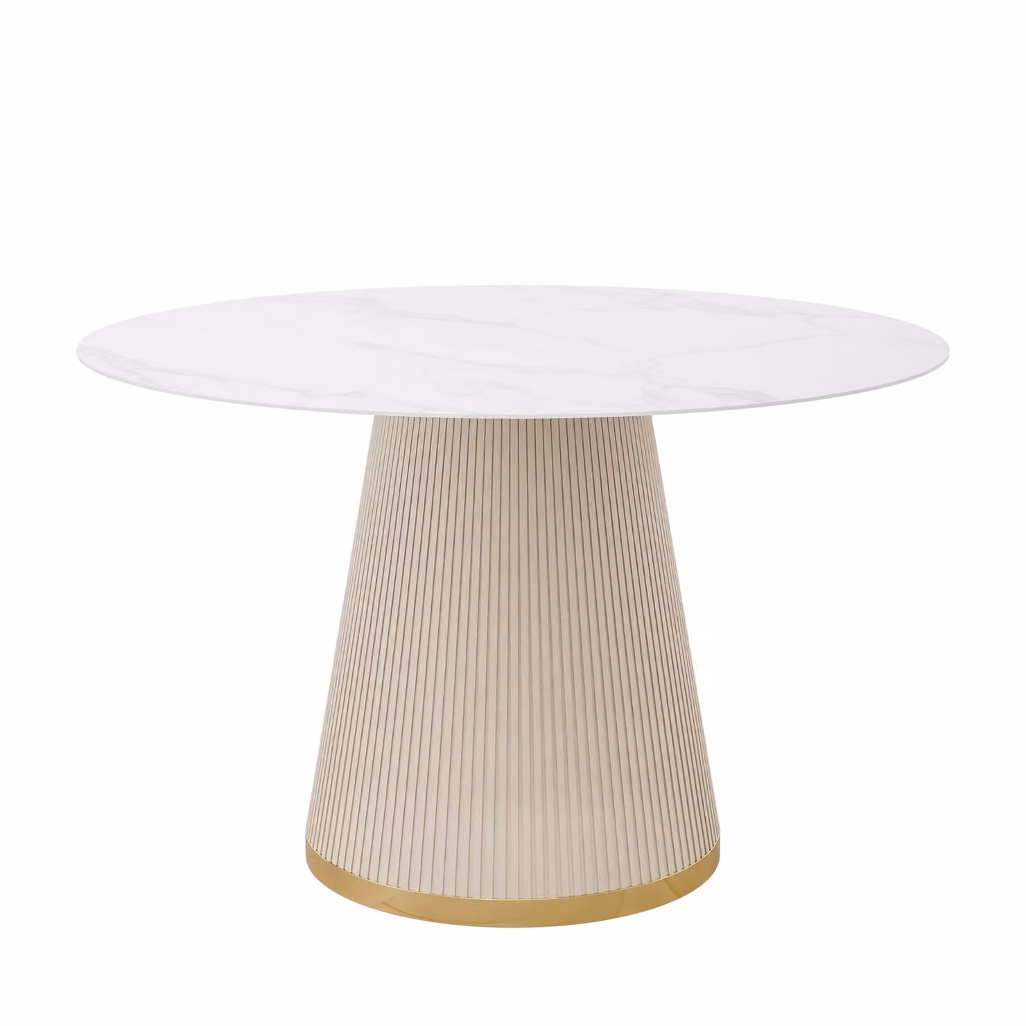 Tavolo ELVORIA con piano in marmo, struttura beige con dettagli dorati