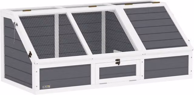 Recinto per tartarughe XYLO design aperto per esterno in legno e metallo grigio chiaro