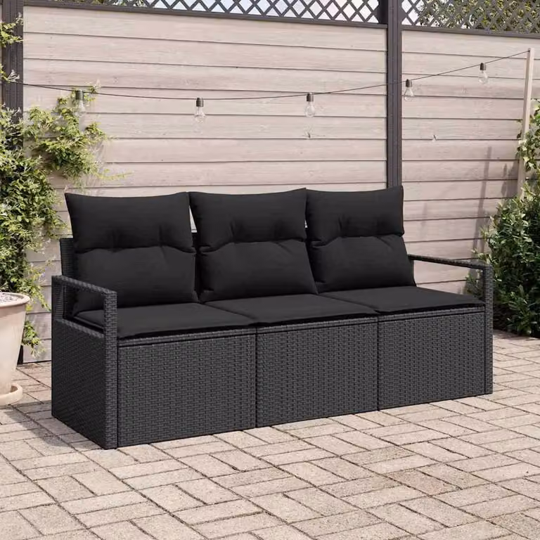Maison Exclusive - Set di divani 3 pcs Nero polyrattan