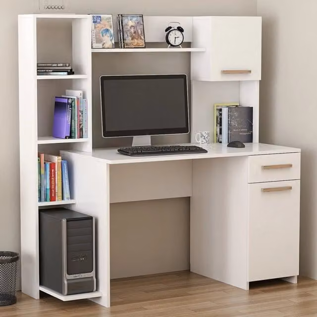 Marrucina, Scrivania 6 Ripiani, 120x60x77h cm Bianco
