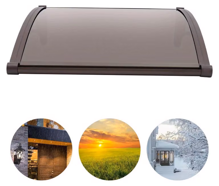 Tenda da sole a battente - Ampia copertura per terrazza - Alluminio e policarbonato - 80x80 cm