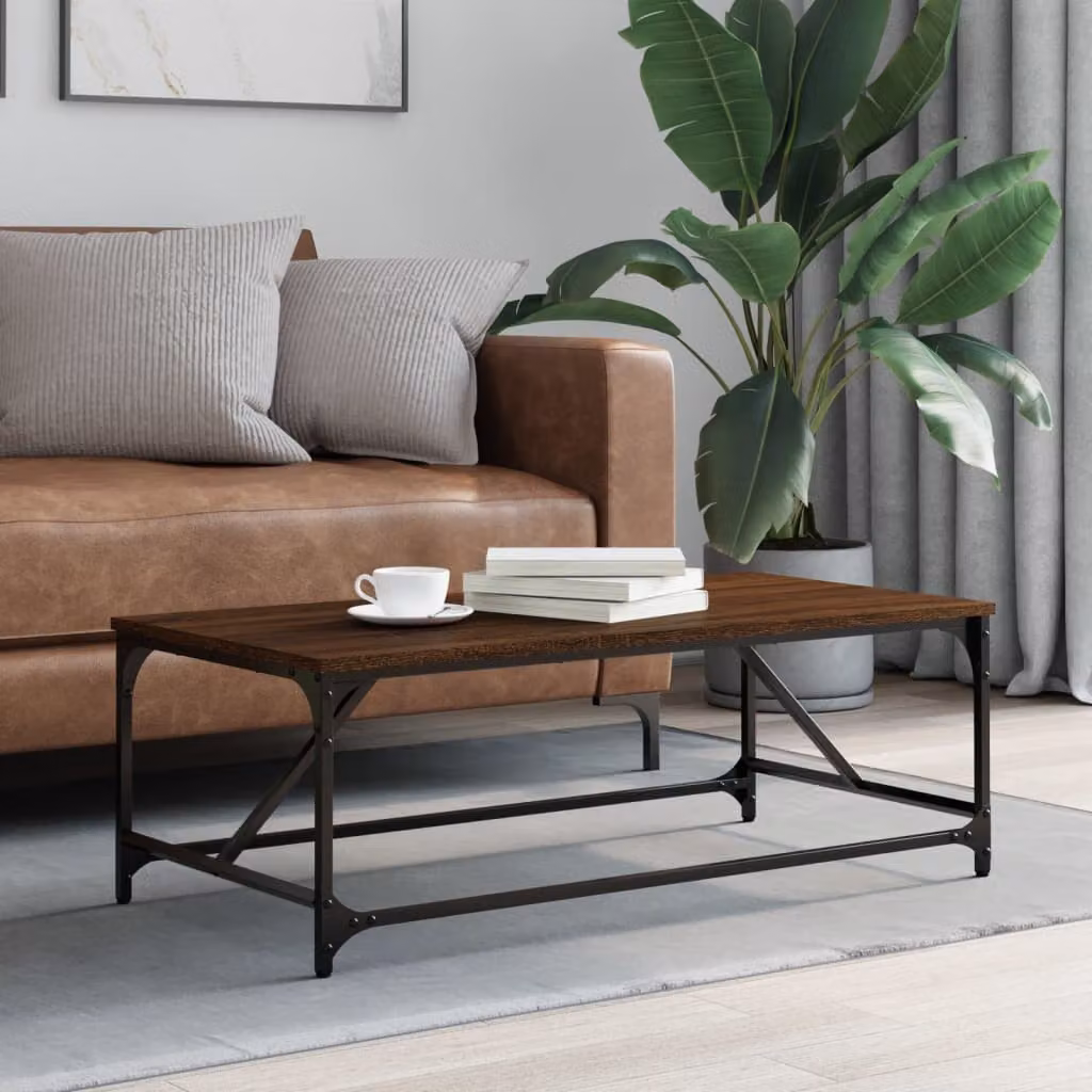 Tavolino da salotto vidaXL in legno e metallo color rovere marrone L: 100 cm, P: 50 cm, H: 35 cm