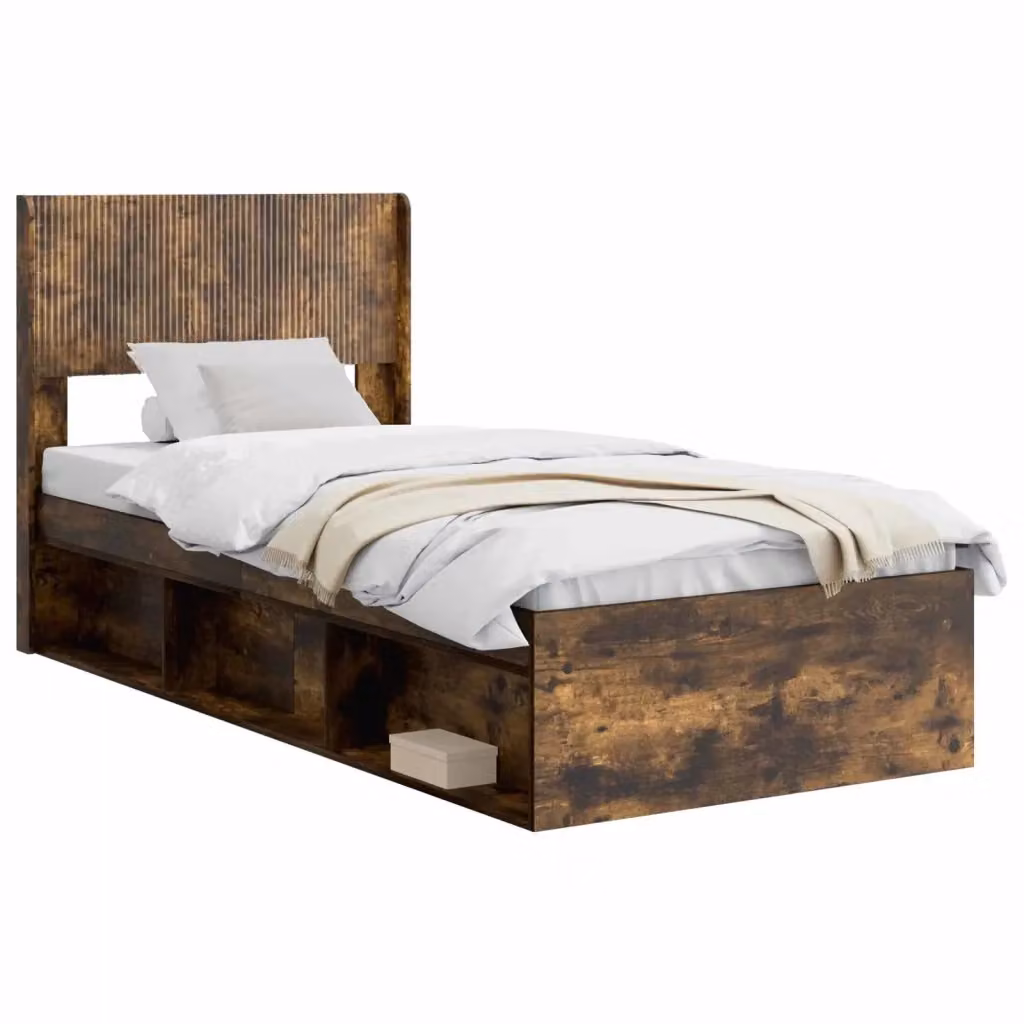 Giroletto con contenitore e testata DESIGN IN in Rovere Fumo, colore marrone, L/P/H: 190 x 140 x 82 cm – 2