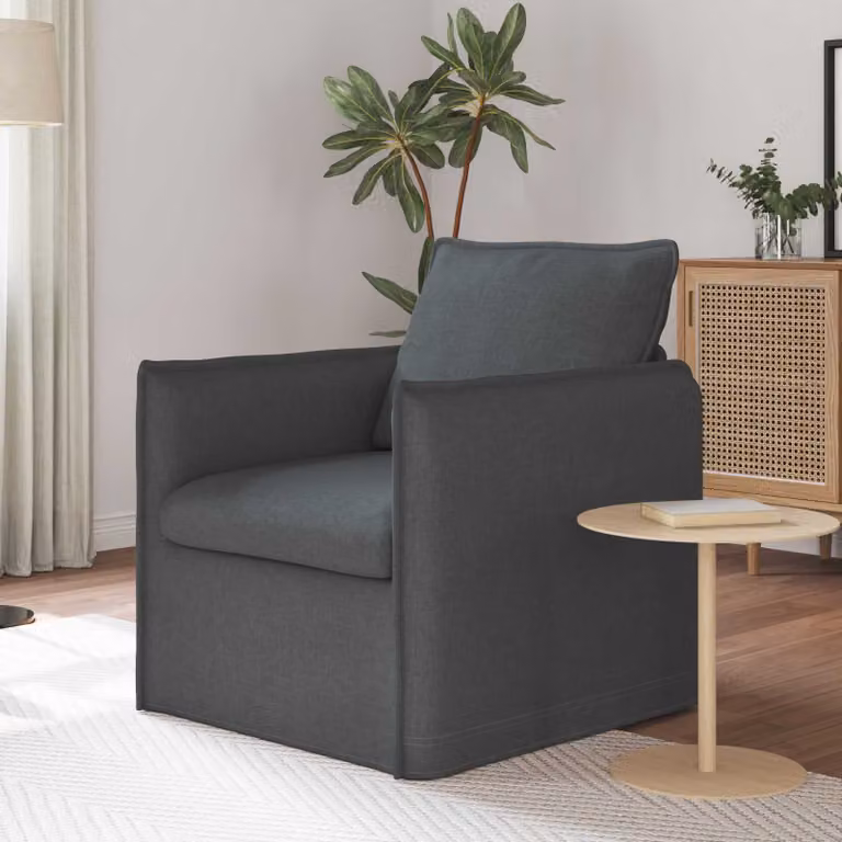 vidaXL Divano Moderno in Tessuto Grigio e Nero con Struttura in Metallo e Rivestimenti Rimovibili L/P/H: 75 x 82 x 85 cm