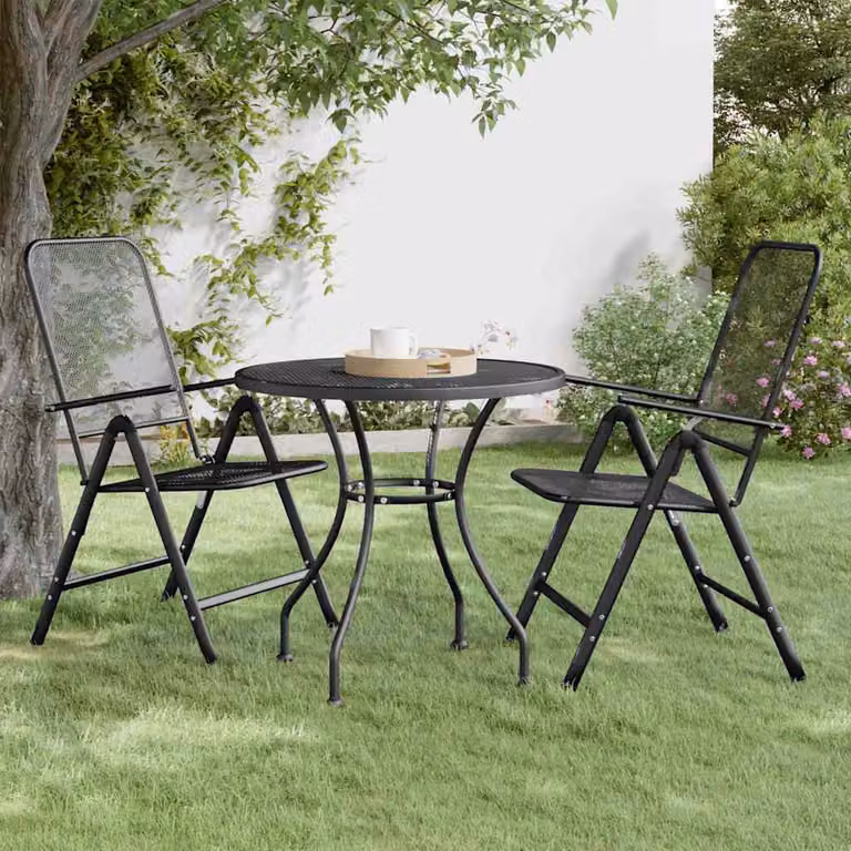 vidaXL Tavolo da giardino rotondo in metallo antracite Ø 80 cm, H 72 cm
