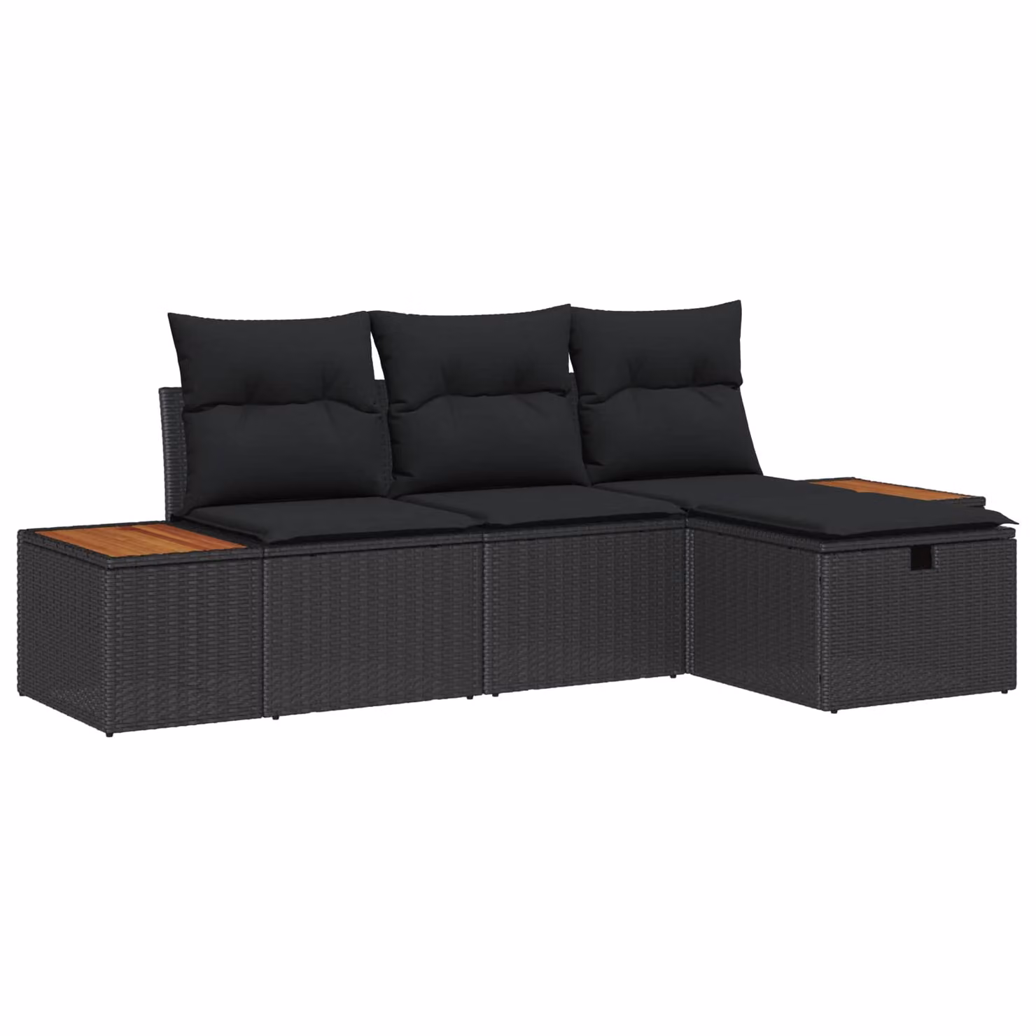 Set Divano da Giardino a L vidaXL 4 Pezzi Nero con Cuscini e Tavolino in Polyrattan e Metallo – 1