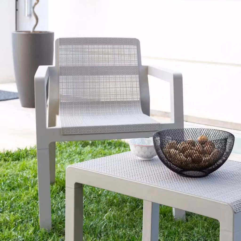 Set salotto da giardino Toomax Riviera con divano 2 posti e tavolino da caffè, colore grigio, in tessuto textilene resistente alle intemperie – 2